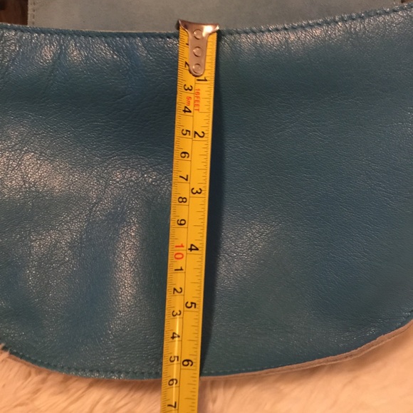 Via Spiga Teal Turquoise Leather Shoulder Bag - Picture 10 of 12